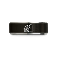 tungsten rings for men – black & silver tungsten barn silo wedding band