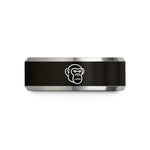 presents that men want – black & gray tungsten chimpanzee wedding band