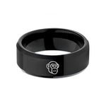 custom rings for couples – black tungsten chimpanzee wedding band