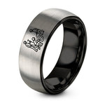 Gifts for Him Unique – black & silver tungsten pit stop crew ring