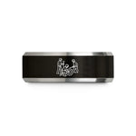custom men's tungsten band – black & grey tungsten pit stop crew wedding band