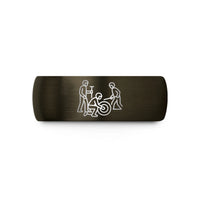custom men's tungsten band – gunmetal & black tungsten pit stop crew wedding band