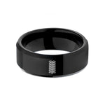 unique rings for men – black tungsten tire tread wedding band