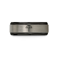personalized presents for him – black & blue & silver tungsten beach umbrella wedding band