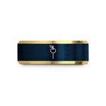 tungsten wedding bands him – gold & blue tungsten cherry skewer wedding band