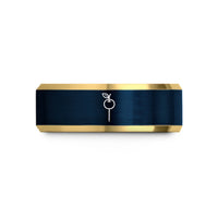 tungsten wedding bands him – gold & blue tungsten cherry skewer wedding band