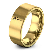 unique wedding presents him – gold tungsten cherry skewer ring