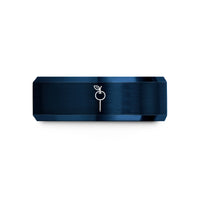 unique wedding presents him – rose gold & blue tungsten cherry skewer wedding band