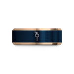 engraved wedding rings him – rose gold & blue tungsten cherry skewer wedding band