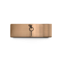 engraved wedding rings him – rose gold & blue tungsten cherry skewer wedding band