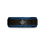 stylish wedding ring men – black & blue tungsten flammable hazard wedding band