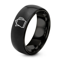Gifts for Him Wedding – black tungsten kettle ring