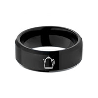 unique wedding presents men – black tungsten kettle wedding band