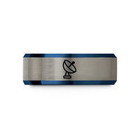 best wedding presents guys – blue & gray tungsten satellite dish wedding band