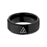 couples rings for sale – black tungsten triangle wedding band
