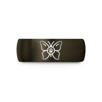 unique promise rings women – gunmetal & black tungsten butterfly paw circle wedding band