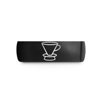custom rings for couples – black tungsten pour over dripper wedding band