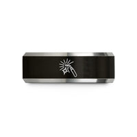 custom rings for lovers – black & gray tungsten welding torch spark wedding band