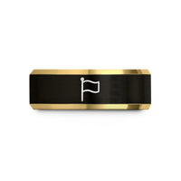 personalized presents for men – black & gold tungsten black flag wedding band
