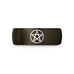 tungsten rings for him – gunmetal & black tungsten circle altar pentacle wedding band