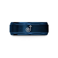 men wedding bands simple – blue tungsten curly arrow wedding band