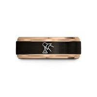 unique husband anniversary presents – black & rose gold tungsten spotlight beam wedding band