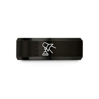 anniversary present for him – black tungsten spotlight beam wedding band