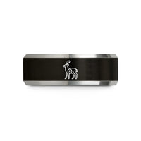 tungsten rings for men – black & silver tungsten 3d deer target wedding band
