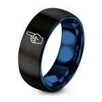 Gifts for Husband Birthday – black & blue tungsten foam hand ring