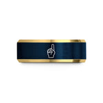 birthday present for him – gold & blue tungsten foam hand wedding band