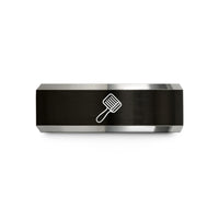 men's rings present idea – black & silver tungsten shedding brush wedding band
