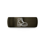 men’s birthday ring – gunmetal & black tungsten work boots wedding band