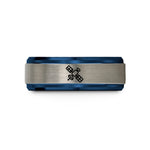 anniversary presents for him – blue & silver tungsten satellite wedding band