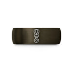 engraved rings for couples – gunmetal & black tungsten tow strap wedding band