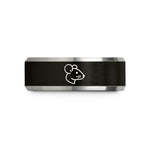 engraved rings for him – black & gray tungsten dumbo rat wedding band