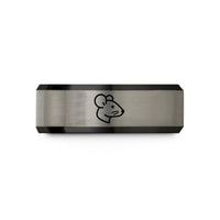 personalized rings for him – black & silver tungsten dumbo rat wedding band