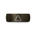 men’s engraved ring present – gunmetal & black tungsten koch curve wedding band
