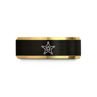 unique birthday present man – black & gold tungsten sheriff star badge wedding band
