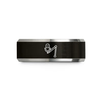 personalized presents for him – black & silver tungsten microphone boom wedding band
