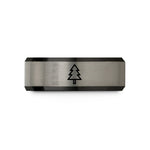 birthday present ideas him – black & grey tungsten pine tree wedding band
