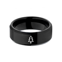 tungsten rings for him – black tungsten pine tree wedding band