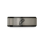 cool presents for guys – black & grey tungsten strap cutter wedding band