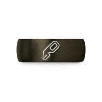 unique presents for him – gunmetal & black tungsten strap cutter wedding band
