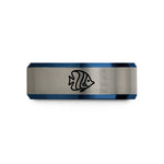tungsten wedding bands – black & blue & silver tungsten butterflyfish wedding band