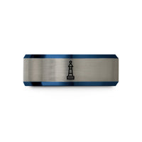 tungsten rings for him – blue & silver tungsten channel marker wedding band