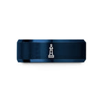 custom engraved rings him – blue tungsten channel marker wedding band