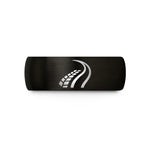 unique presents for him – black tungsten skid marks wedding band