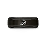 unique presents for him – black tungsten skid marks wedding band