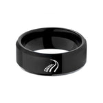fun presents for him – black tungsten skid marks wedding band