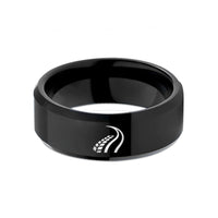 fun presents for him – black tungsten skid marks wedding band